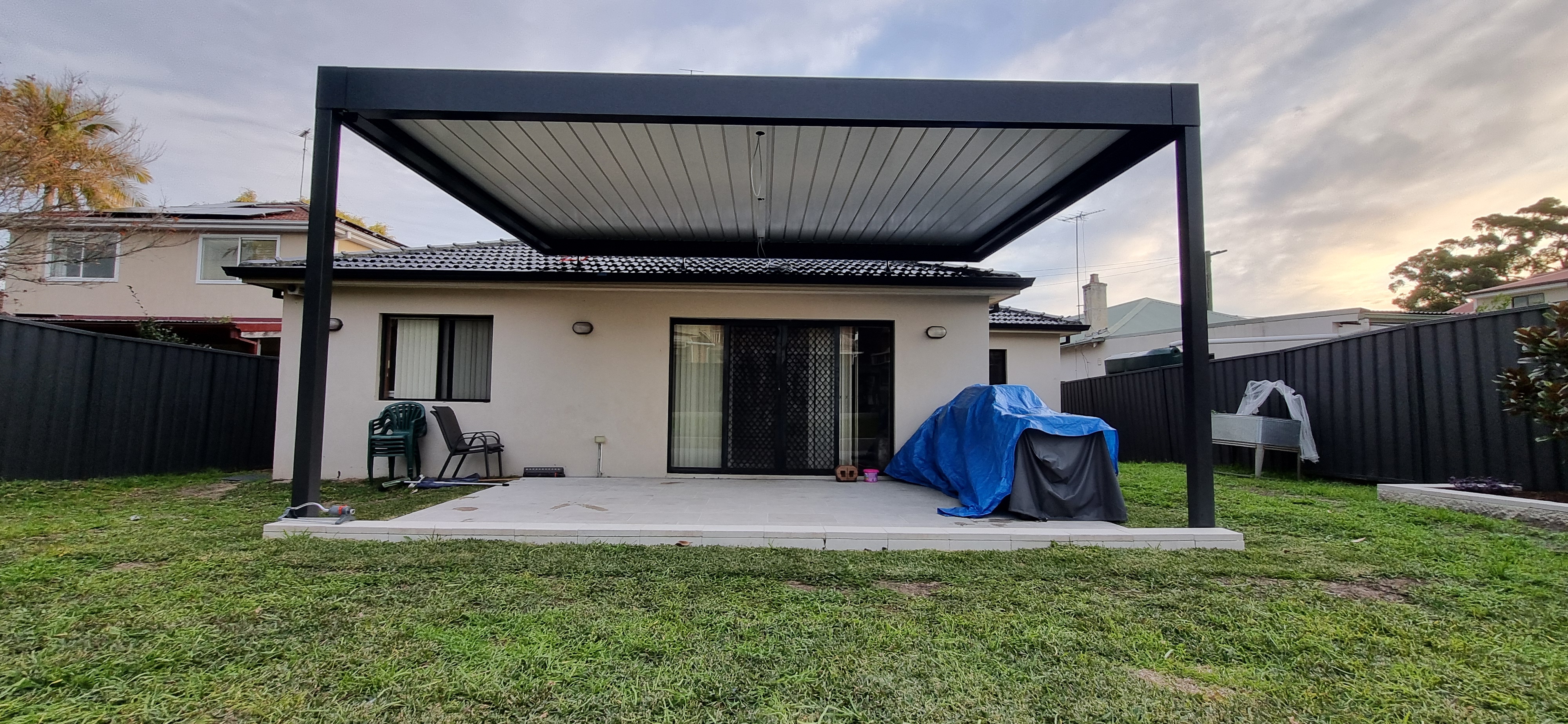 Residential operable louvre roof pergola in Sydney — Shutters of Sydney
