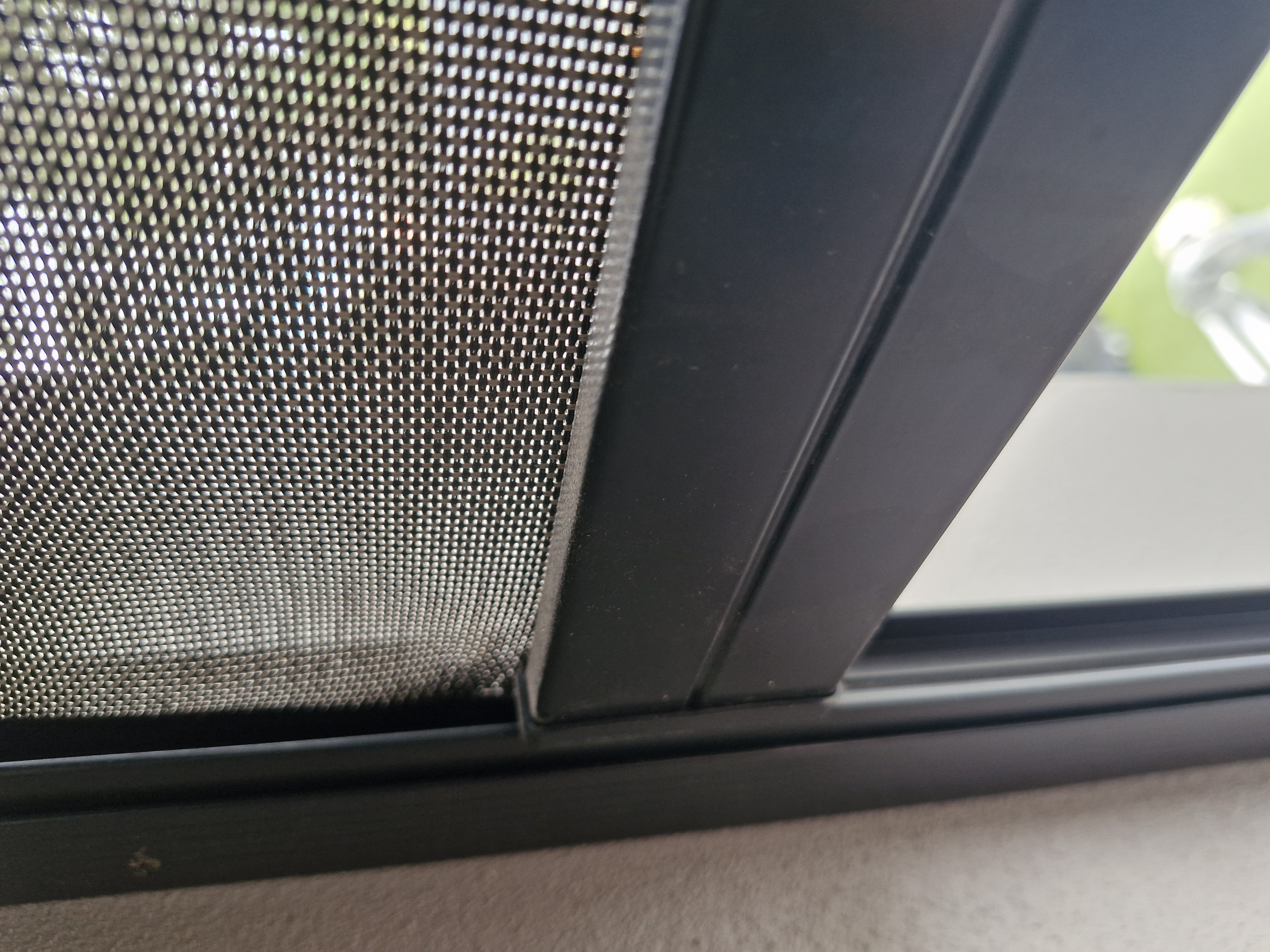 Zip blind track and fabric detail showing side channel repair — Shutters of Sydney